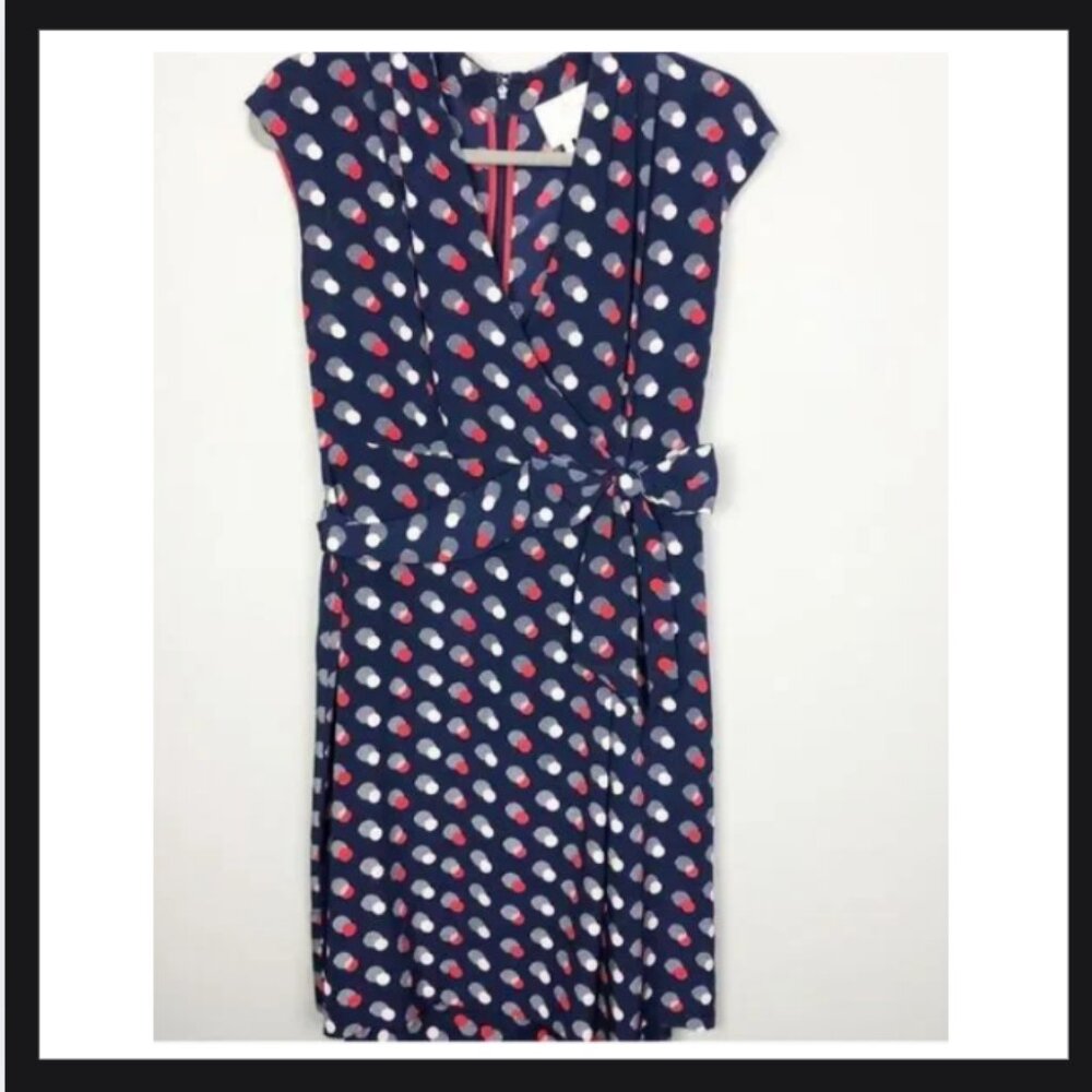 KATE SPADE | Villa Polka Dot Faux Wrap Silk Dress - Picture 2 of 4